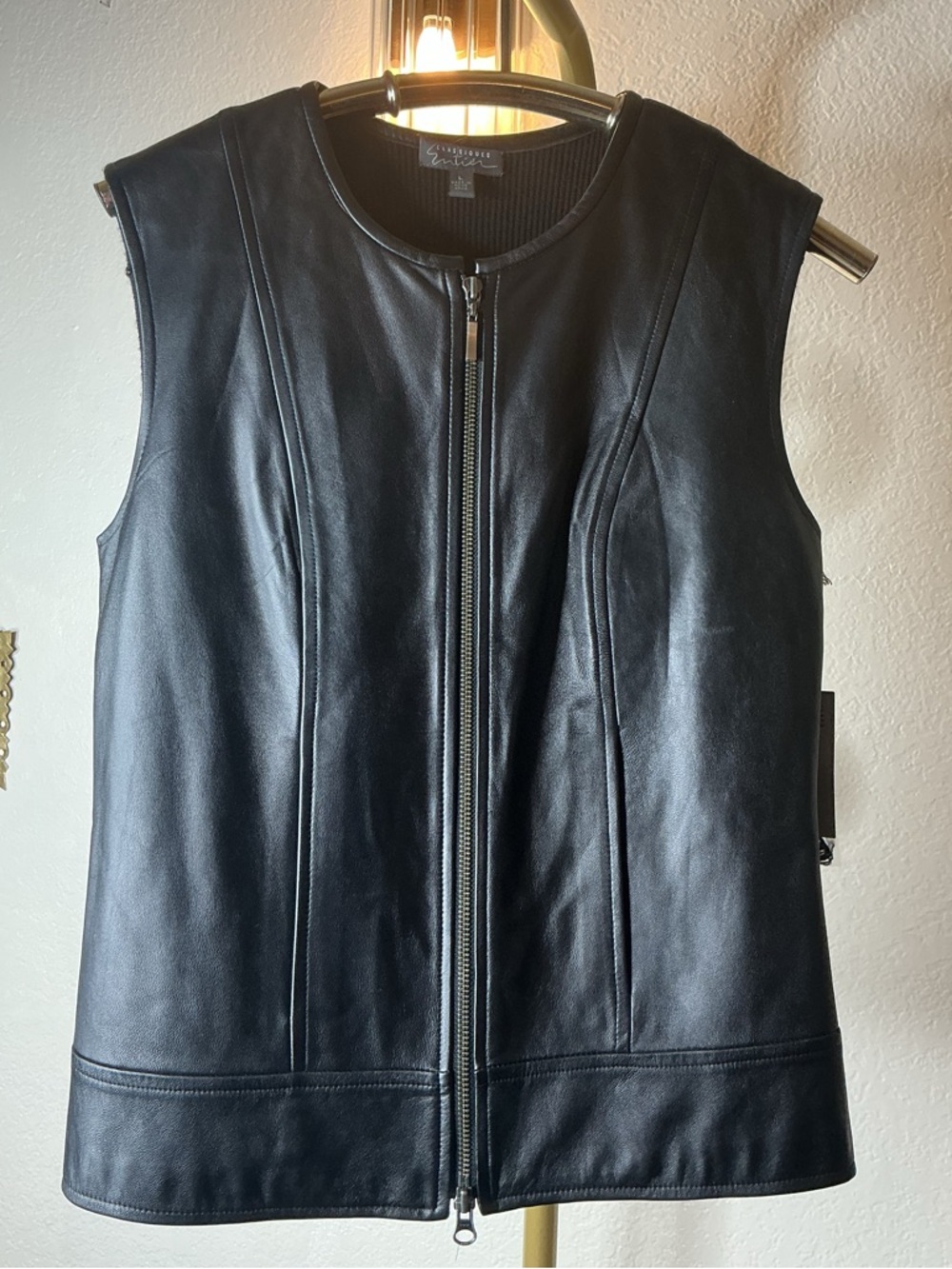 Classiques Entier Black Leather Zip-Front Vest
